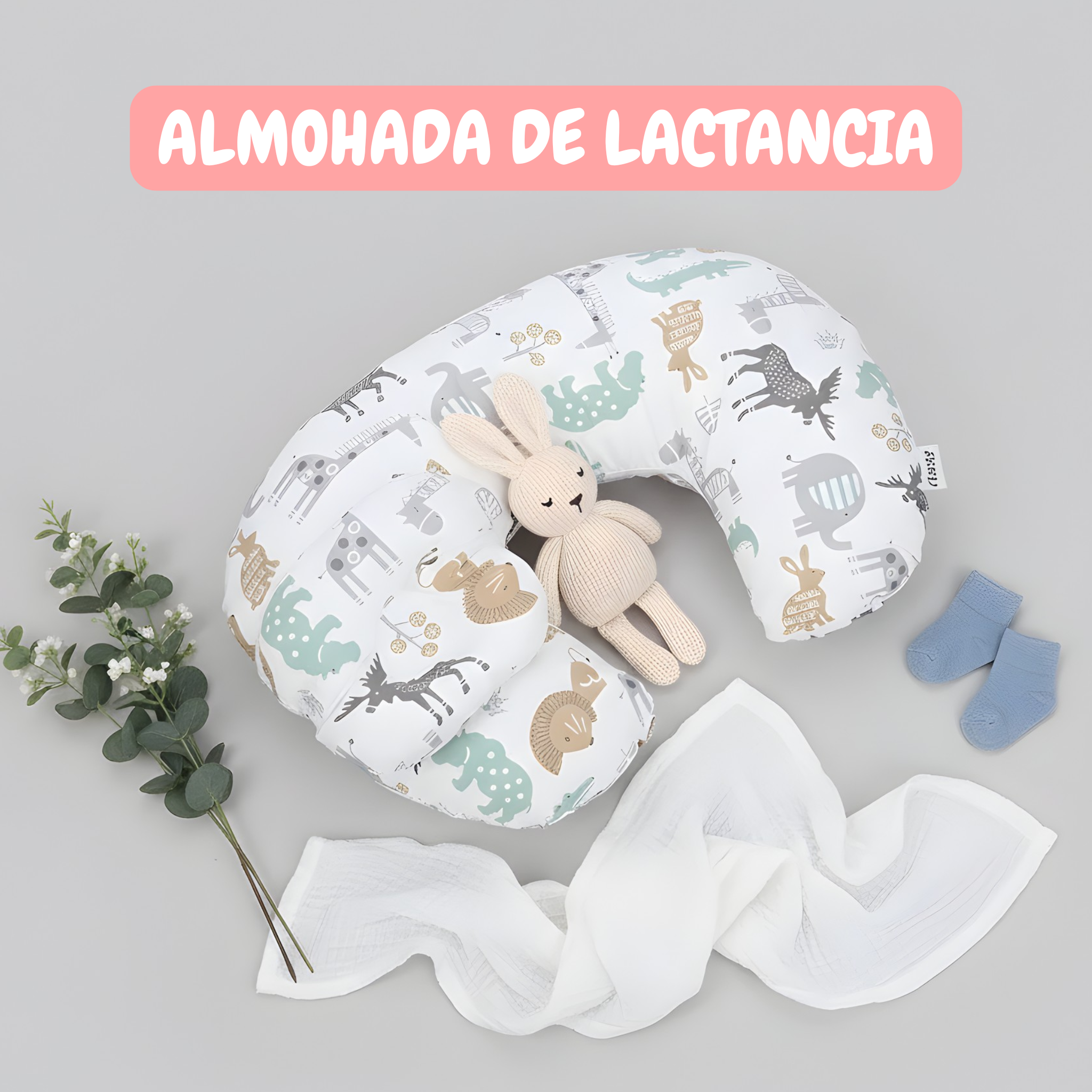 Almohada de embarazo transpirable con soporte lumbar, lavable y multifuncional para la lactancia del bebé.
