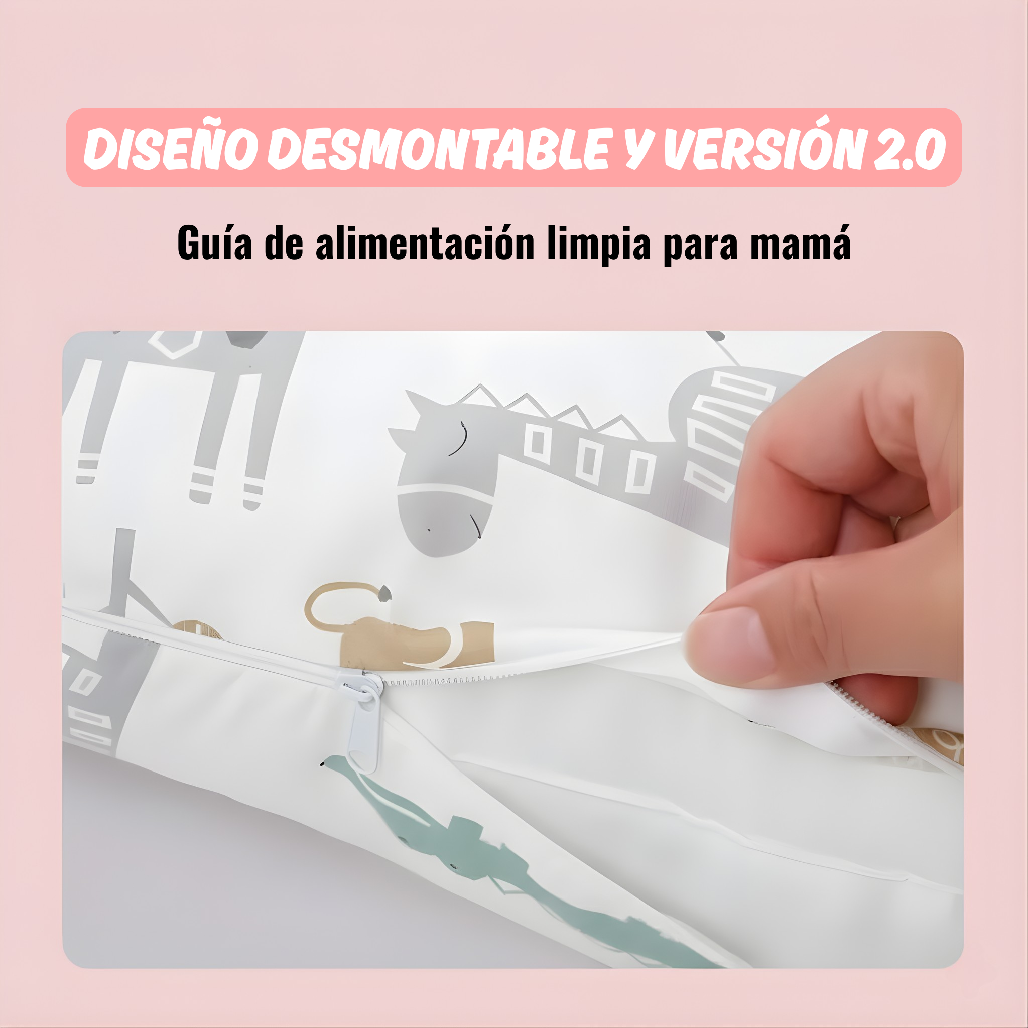 Almohada de embarazo transpirable con soporte lumbar, lavable y multifuncional para la lactancia del bebé.