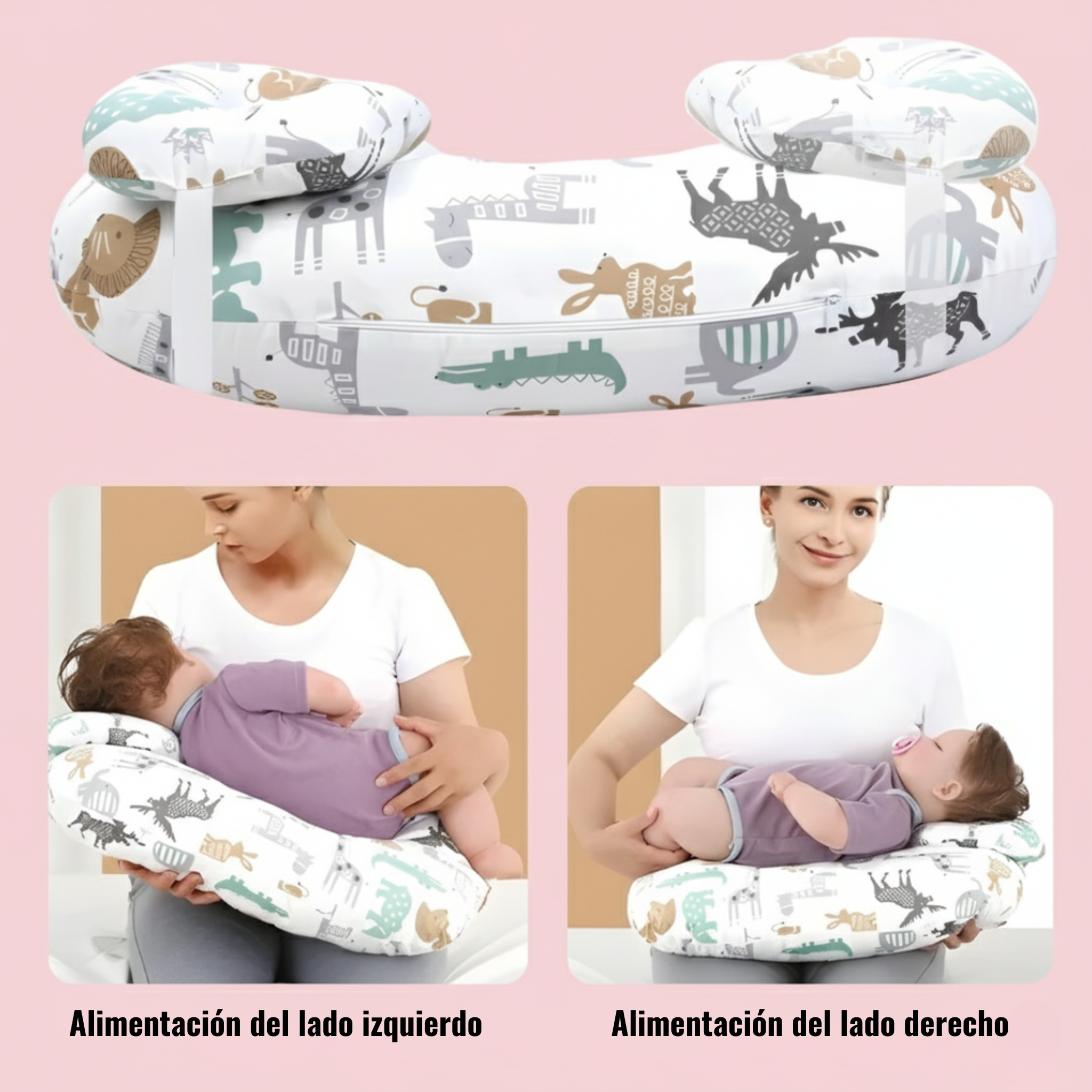 Almohada de embarazo transpirable con soporte lumbar, lavable y multifuncional para la lactancia del bebé.